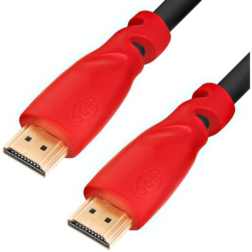 GCR Кабель 2.0m HDMI версия 1.4, черный, красные коннекторы, OD7.3mm, 30/30 AWG, позолоченные контакты, Ethernet 10.2 Гбит/с, 3D, 4K GCR-HM350-2.0m, экран Greenconnect HDMI (m) 1.4 - HDMI (m) 1.4 2м черный (GCR-HM350-2.0m) кабель hdmi hdmi greenconnect gcr hm350 2 0m