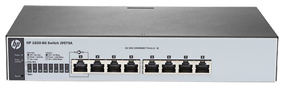 Коммутатор HP J9979A 1820-8G 8x10/100/1000, WEB-managed, fanless, desktop, can be powered with PoE (repl. for J9802A)