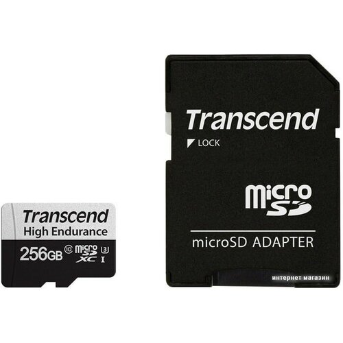 Карта памяти 256Gb MicroSD Transcend + SD адаптер (TS256GUSD350V)