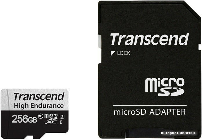 Карта памяти 256Gb MicroSD Transcend + SD адаптер (TS256GUSD350V)