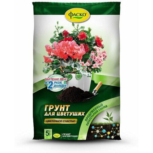 Грунт д/цветов 5л Цветочное счастье Фаско . удобрение florika для цветущих растений 0 3 л лама торф