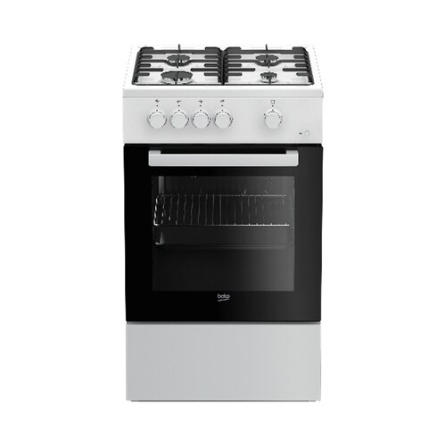 Газовая плита Beko FSG52010W, газовая духовка, без крышки, сталь, белый и черный [7786988355]