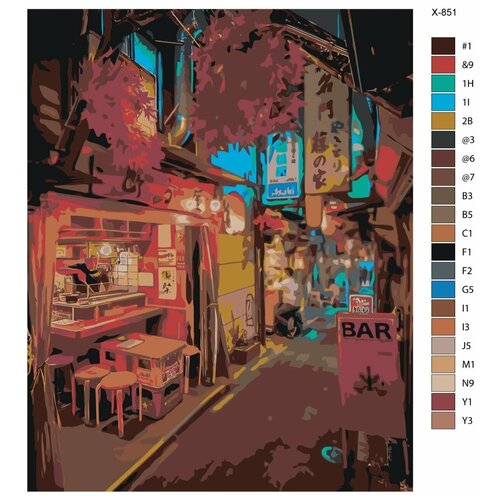 Картина по номерам X-851 Улица стритфуд в Азии 40х50