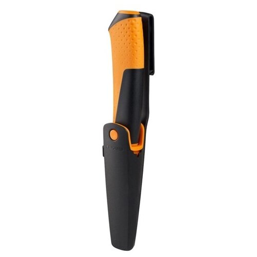 фото Нож fiskars 1023618 с точилкой с чехлом черный/оранжевый