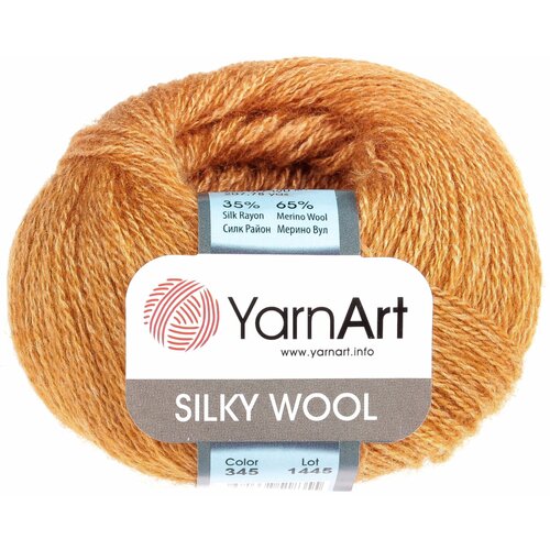 Пряжа Yarnart Silky wool золотистый (345), 65%шерсть мериноса/35%искусственный шелк, 190м, 25г, 3шт