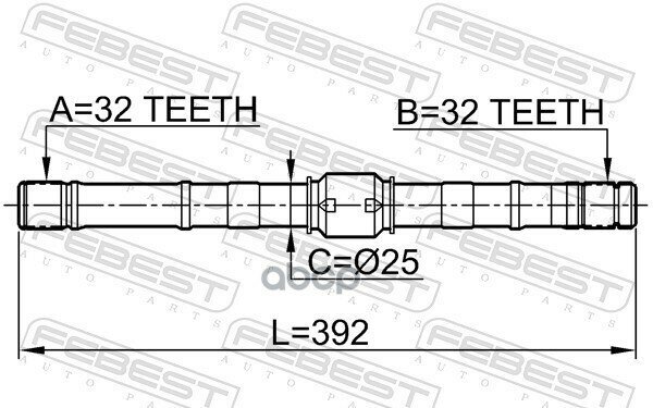 0212Sr20lh_полуось Левая 32X392x32! Nissan Primera P11 1996-2001 Febest арт. 0212-SR20LH