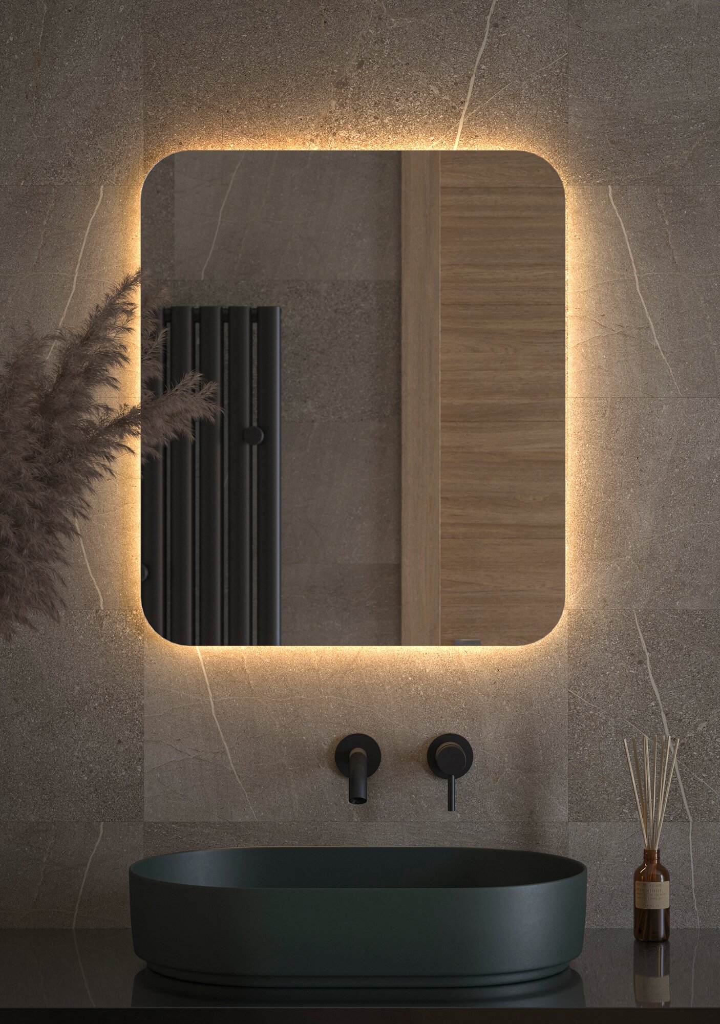 Зеркало с LED-подсветкой настенное OPTI DEFESTO 60x70 см, - фото №1