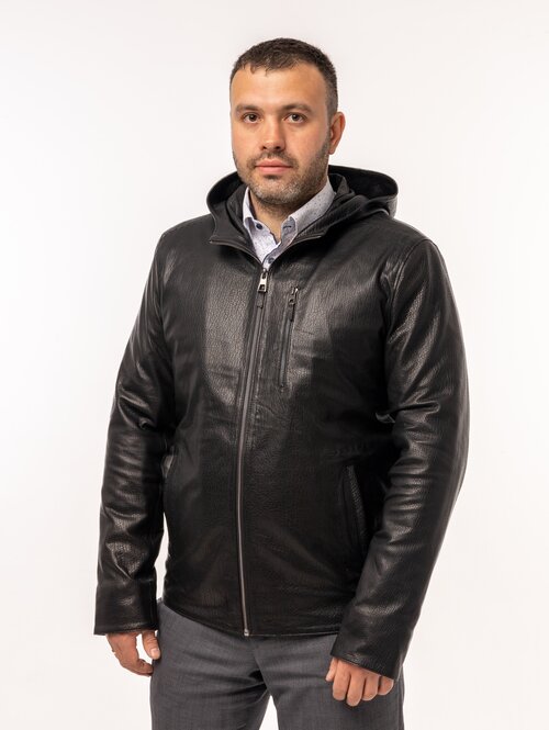 Кожаная куртка ROMAN ROBERMAN, размер 52, черный