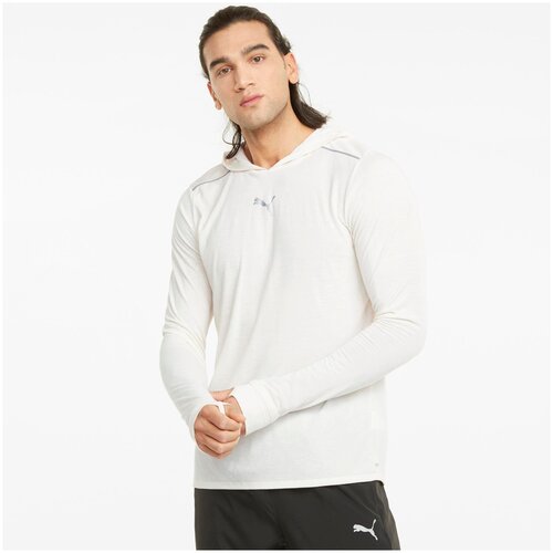 Толстовка PUMA Run Wool Midlayer, силуэт полуприлегающий, капюшон, размер L, белый