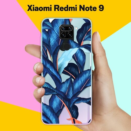 Силиконовый чехол Синие листья на Xiaomi Redmi Note 9 силиконовый чехол на xiaomi 14 сяоми 14 синие ирисы прозрачный