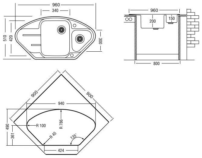 Кухонная мойка крома Longran Lotus LTG960.510 15 - 49 - фотография № 3