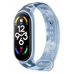 Силиконовый ремешок для фитнес браслета Xiaomi Mi Band 7 Спортивный сменный ремешок для смарт часов / Sport band Сяоми Ми Бэнд 7 Creative (Синий) - изображение