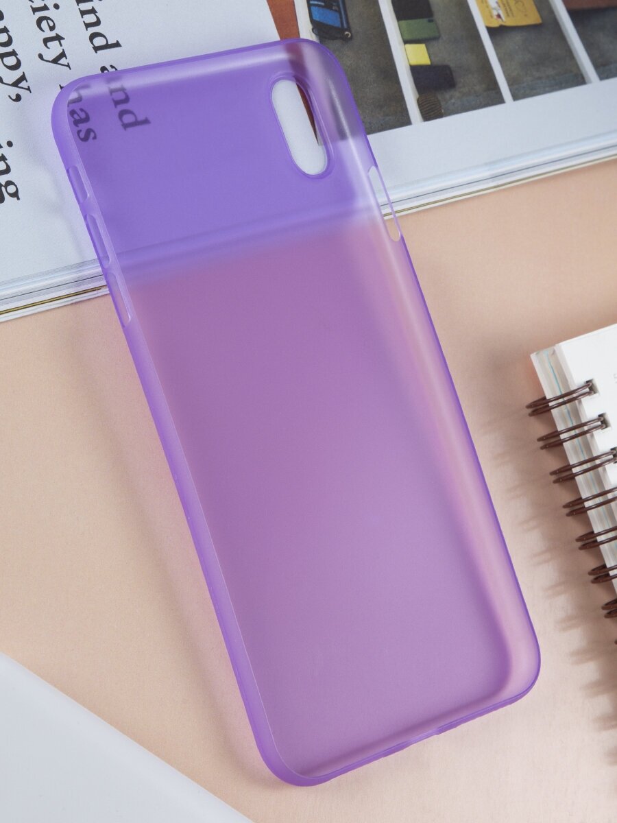 Чехол для Apple iPhone Xs Max / Ультратонкая накладка на Айфон Икс С Макс, полупрозрачная, (фиолетовый)
