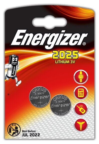 Батарейки Energizer Lithium CR2025 (2 штуки в упаковке)