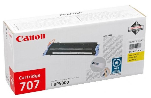 Canon Cartridge 707Y 9421A004 Картридж для LBP 5000 5100, Желтый, 2000 стр.