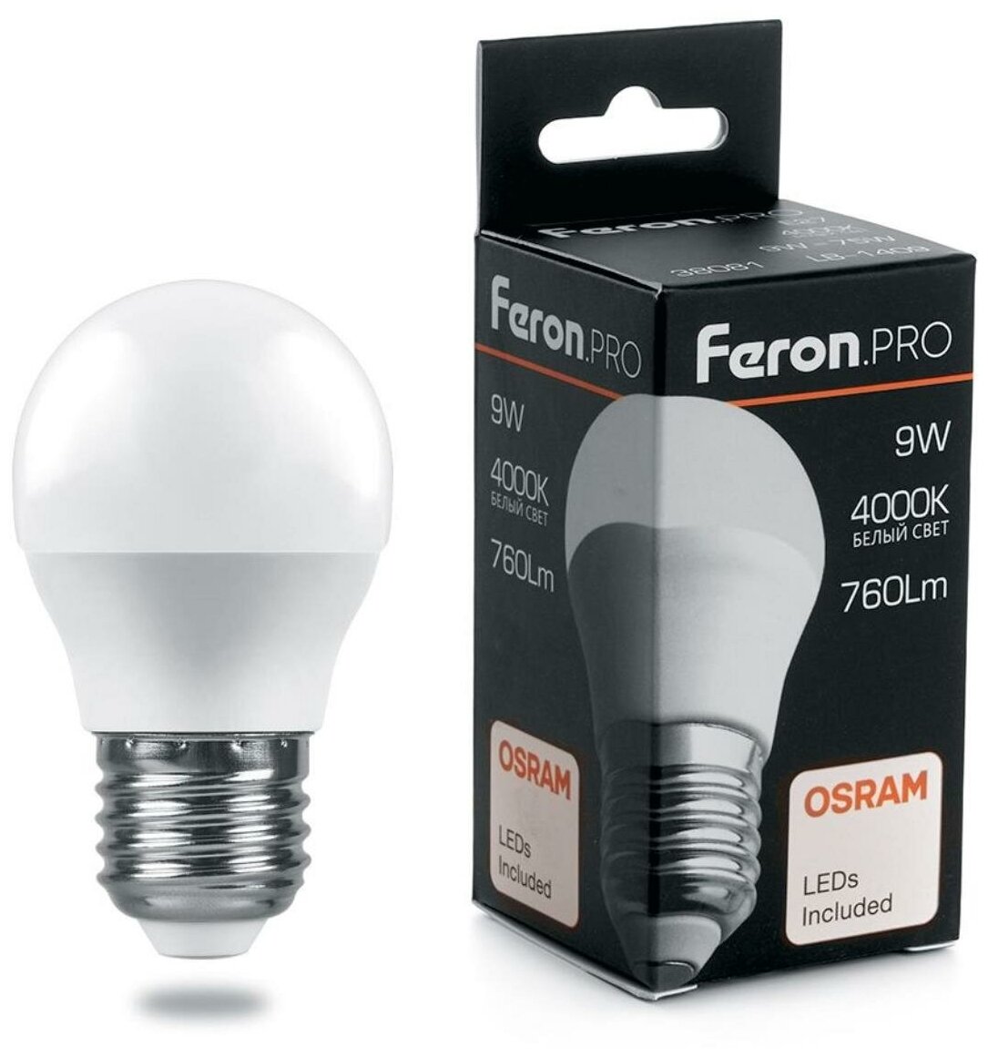 Лампа светодиодная Feron.PRO LB-1407 Шарик E27 7.5W 175-265V 2700K (38074). Комплект из 10 шт.