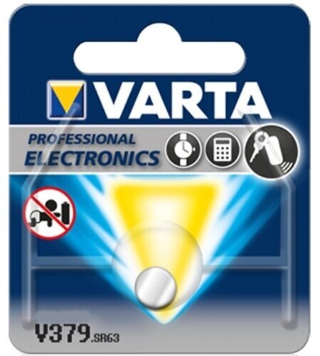 Батарейка для часов Varta V379 SR63 1.55V, 16mAh, 5.8x2.1mm, в блистере 1шт.