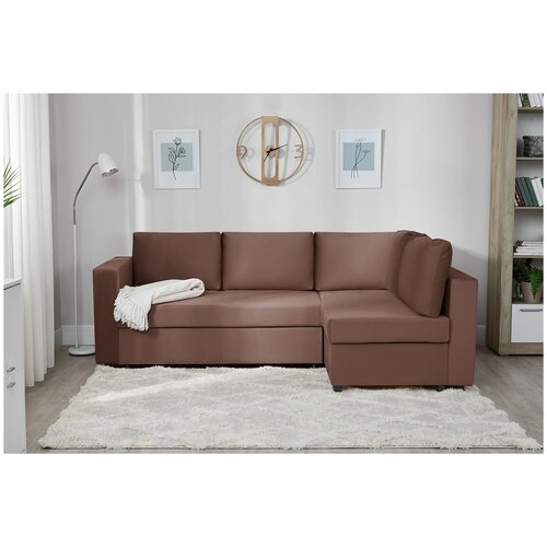 Угловой диван-кровать Мансберг лайт 056.2, универс, шоколадный (Balance 235) NEW