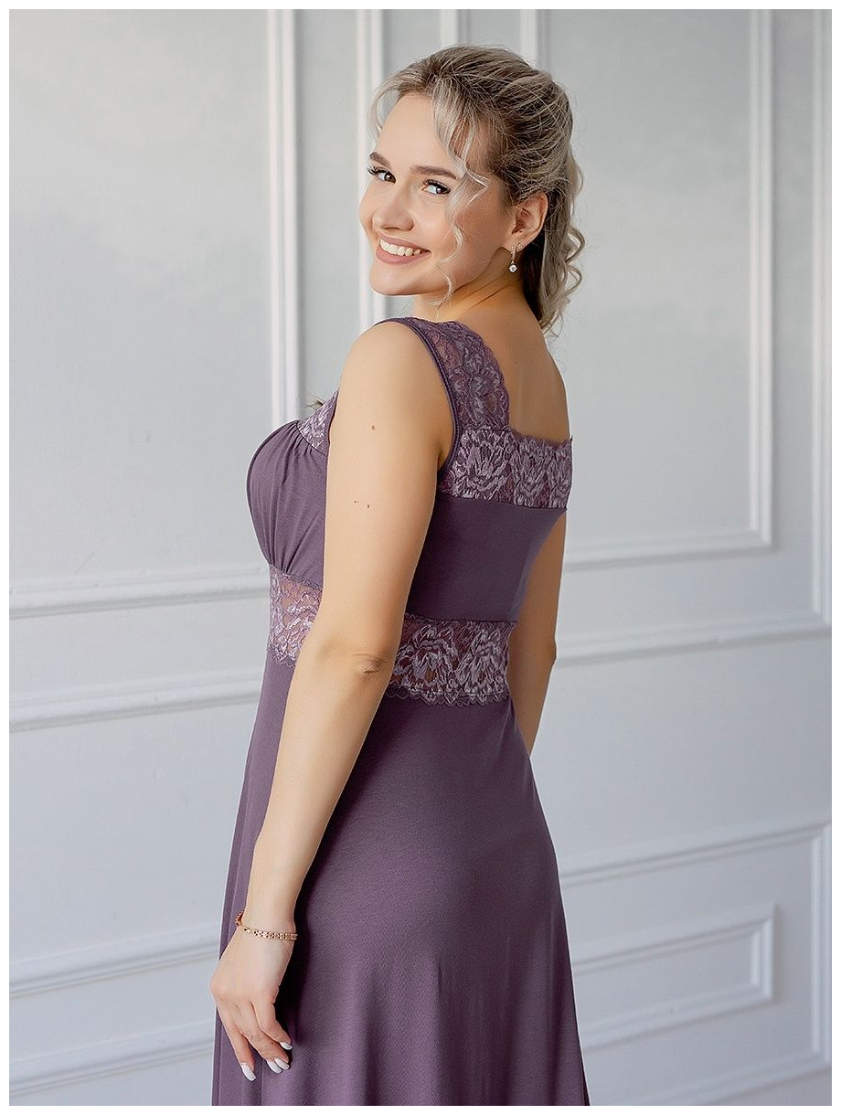 Женская ночная сорочка Риана длинная, Премиум-качество, размер 52, цвет брусника. Текстильный край. - фотография № 2