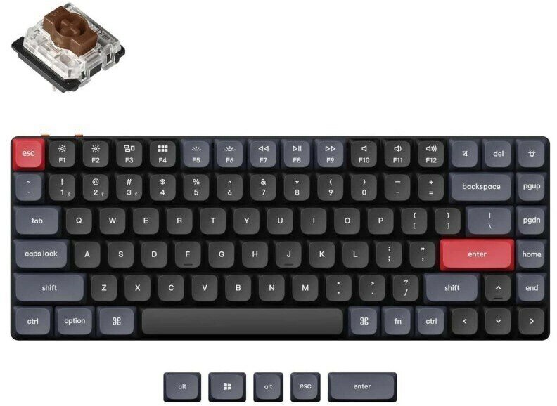 Keychron Беспроводная механическая ультратонкая клавиатура QMK Keychron K3 Pro, 84 клавиши, RGB-подсветка, Gateron Brown Switch