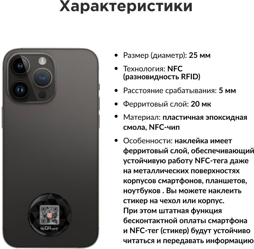 Умная электронная NFC визитка-наклейка наартфон или карту