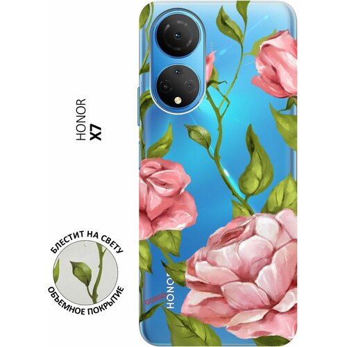 Силиконовый чехол на Honor X7, Хонор Х7 с 3D принтом Amazing Roses прозрачный матовый soft touch силиконовый чехол на honor x7 хонор х7 с 3d принтом amazing roses черный