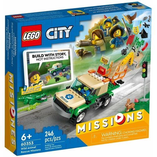 конструктор lego city 60353 wild animal rescue missions 246 дет Конструктор Lego City миссии по спасению животных, 246 элементов