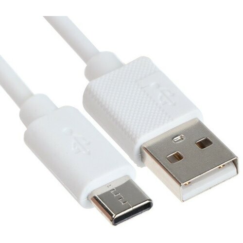 Кабель Type-C - USB, 2.4 А, 1 м, зарядка + передача данных, пакет, белый кабель smartbuy s01 type c usb 2 4 а 1 м зарядка передача данных белый