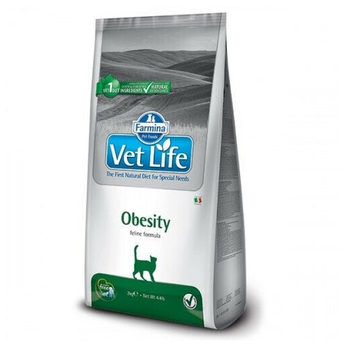 Сухой диетический корм для стерилизованных кошек Farmina Vet Life Obesity, при ожирении 2 кг (Р)