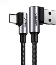 Кабель зарядки и передачи данных Ugreen USB-C Male - USB 2.0 A Male (угловой 90°), 1м, цвет черный (20856)