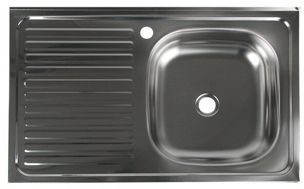 Мойка кухонная "Владикс", накладная, без сифона, 80х50 см, правая, нержавеющая сталь 0.4 мм Владикс