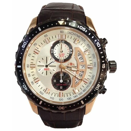 Наручные часы ORIENT, коричневый мужские спортивные кварцевые часы с хронографом с резиновым ремешком