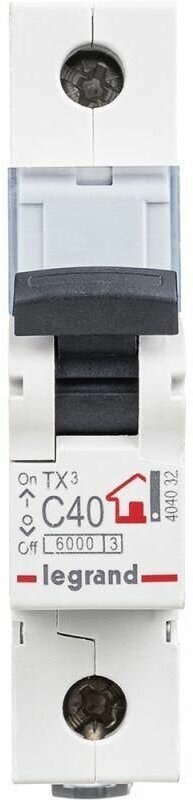 Выключатель автоматический Legrand TX3 1п C 40А 6кА - фото №1