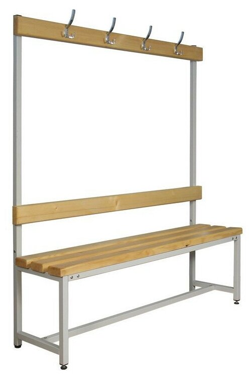 Метал. Мебель К-СК-1В-1500 скамья со спинкой и веш, сосна, 1500х390х1670