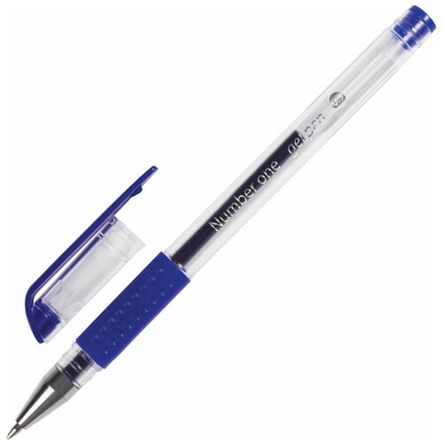 BRAUBERG Ручка гелевая с грипом brauberg number one , синяя, узел 0,5 мм, линия письма 0,35 мм, 141193, 24 шт.
