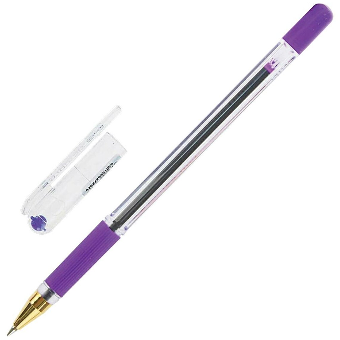 Ручка шариковая MunHwa масляная "MC Gold", корпус прозрачный, 0,5 мм, линия 0,3 мм, фиолетовая (BMC-09)