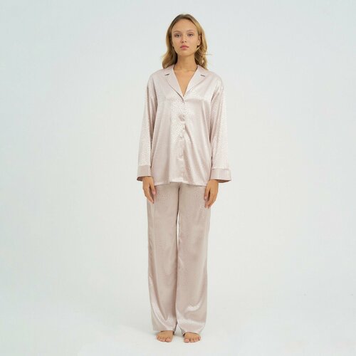 Пижама Kaftan, размер 52, розовый, коричневый комплект женский жакет брюки kaftan р 52 54 розовый