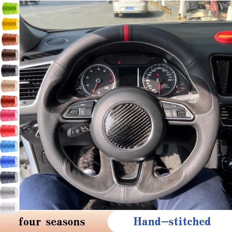 Руль кожаный ручной Audi A1/A3/A4/A5/A6/A7/A8/Q3/Q5 Black Thread