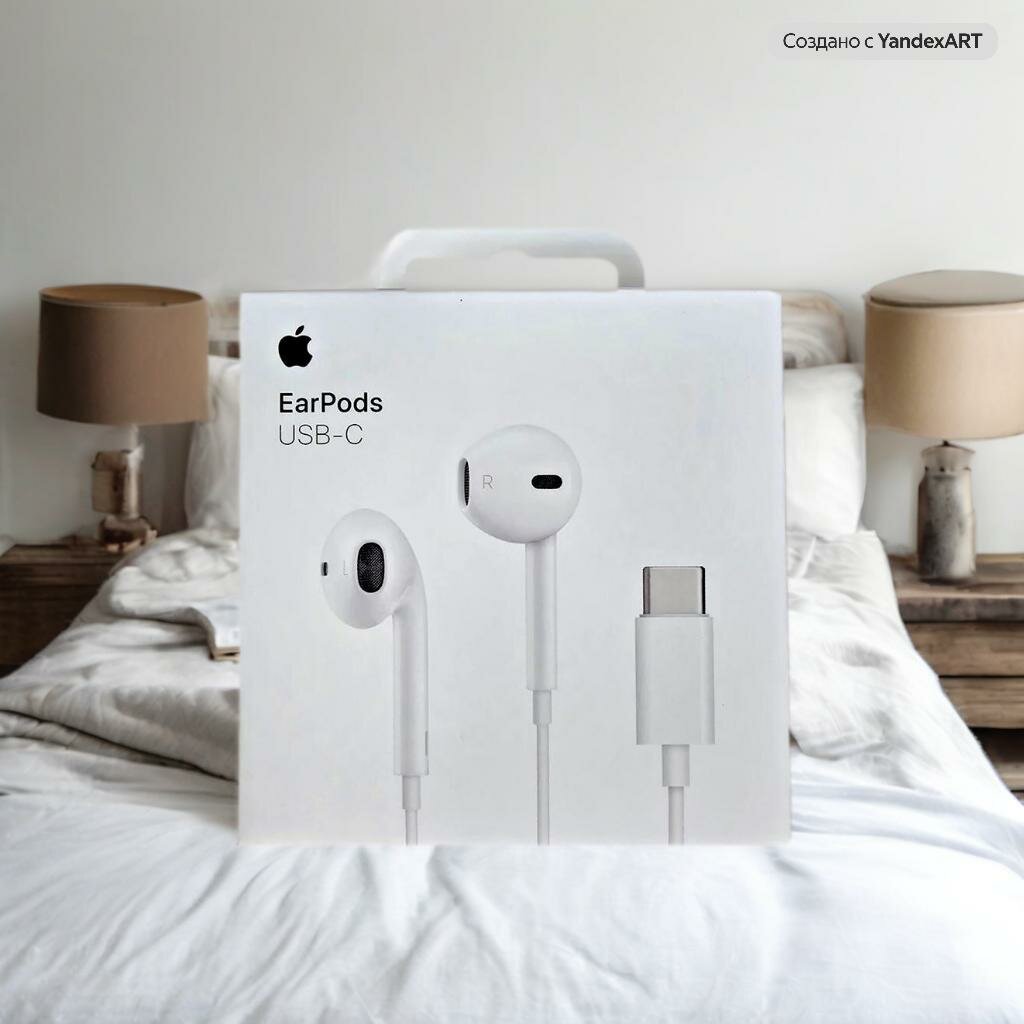 Оригинальные наушники Apple EarPods Type-c - белого цвета - проводные — фото 1