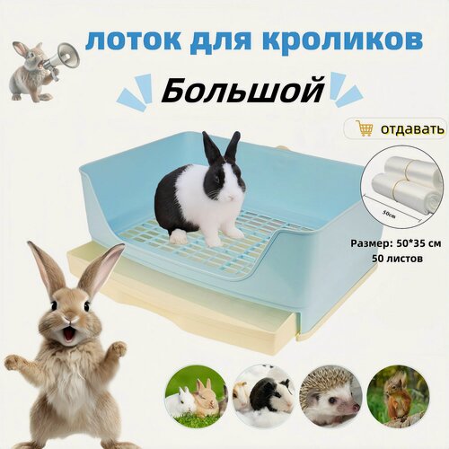 Изображение товара Большой Туалет лоток с решеткой и креплением к клетке для грызунов (для кроликов, хорьков, хомяков, шиншилл, дегу, морских свинок