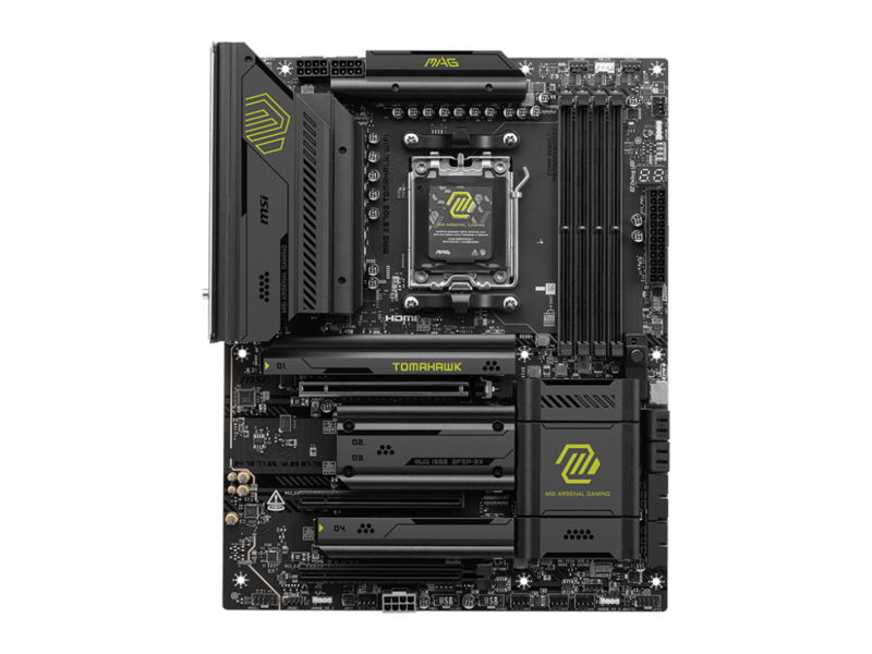 Материнская плата MAG X870E TOMAHAWK WIFI X870E, AM5, 4*DDR5, 3*PCIEx16, 4*M.2, 4*TypeC, 2*USB3.2Gen2, 7*USB3.2Gen1, 8*USB2.0, 4*SATA3.0, 5G, Type-C(DP), HDMI, ATX, RTL