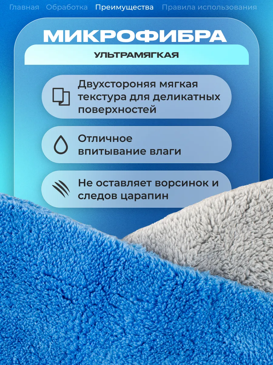 Микрофибра для автомобиля, тряпка из микрофибры, полотенце из микрофибры, микрофибра тряпка Smart Open "Soft Fiber" 2шт — фото 1
