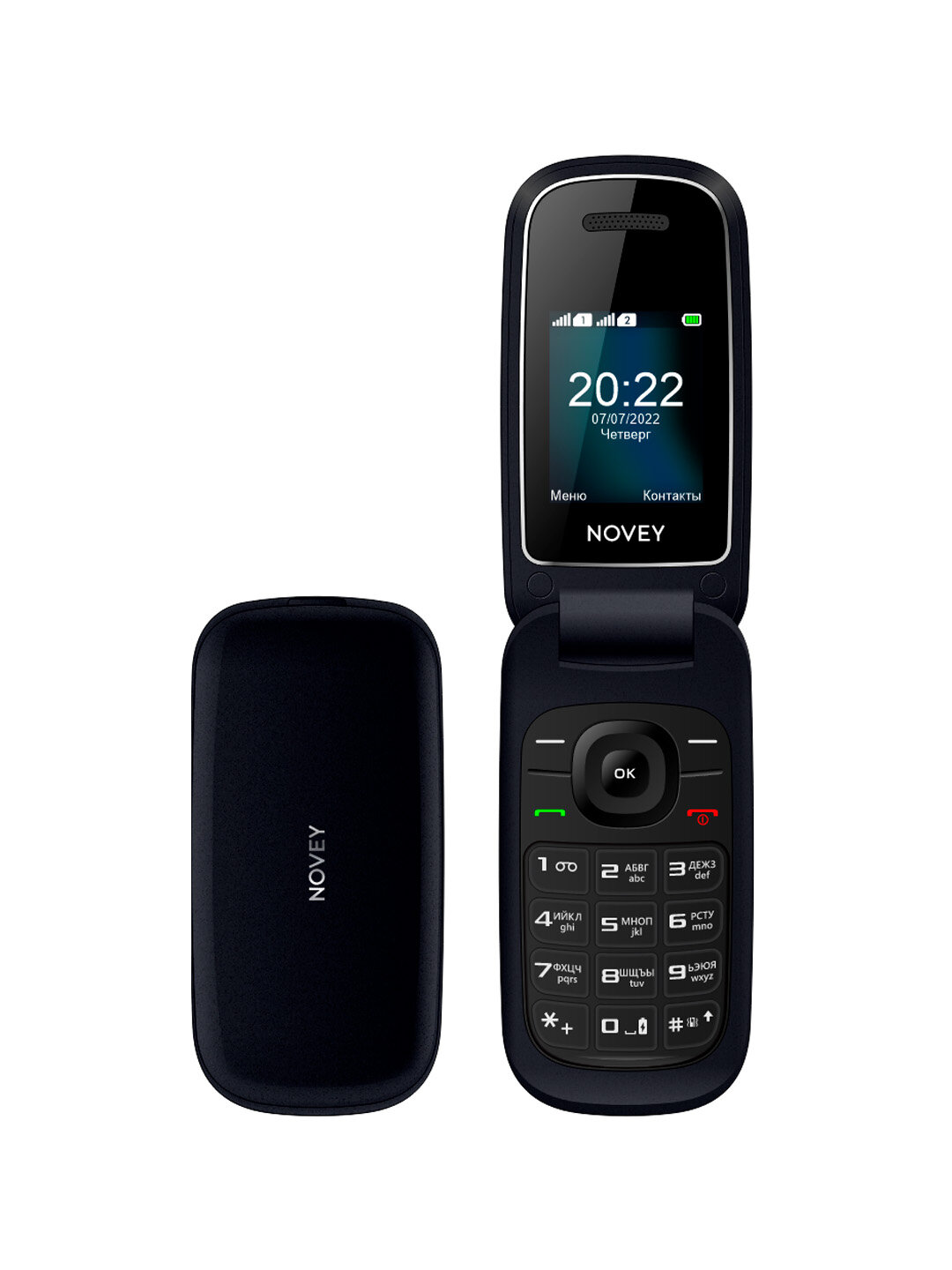 Кнопочный мобильный телефон раскладушка NOVEY 118i 2 SIM-слота, черный