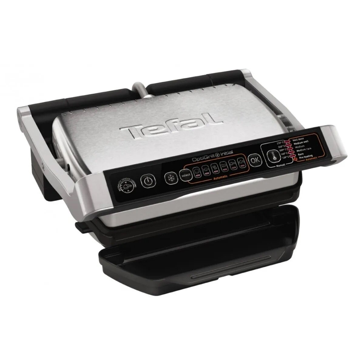 Электрогриль Tefal Optigrill+ Initial GC706D34 с датчиком определения толщины 6 программ серебристый/черный
