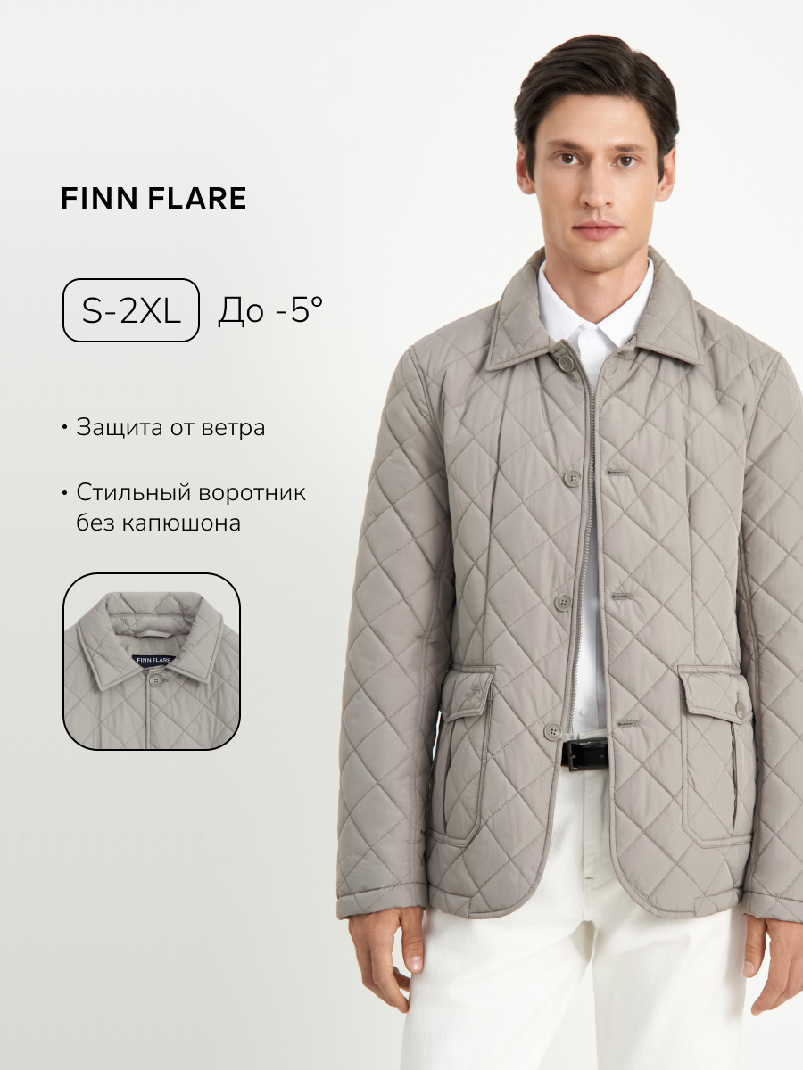 Куртка FINN FLARE Демисезонная стеганая бомбер размер S(176-96-86) серо-зеленый