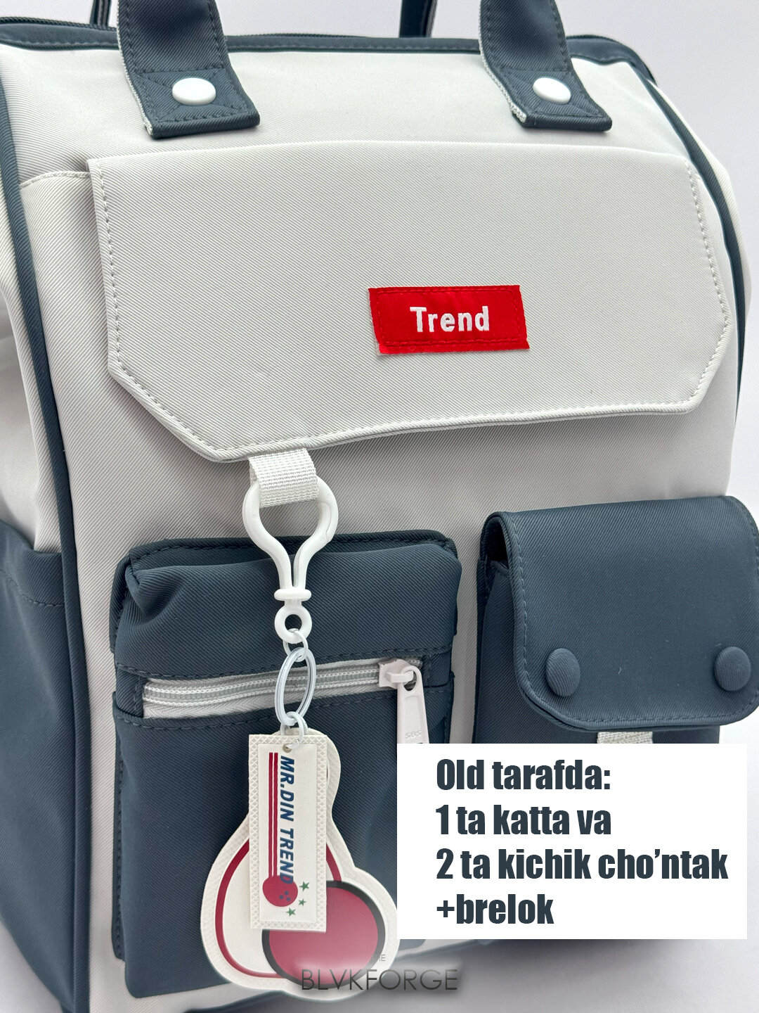 Сумка-рюкзак  Сумка-рюкзак для мам, с полужестким каркасом, фактура матовая, гладкая, джинс — фото 1