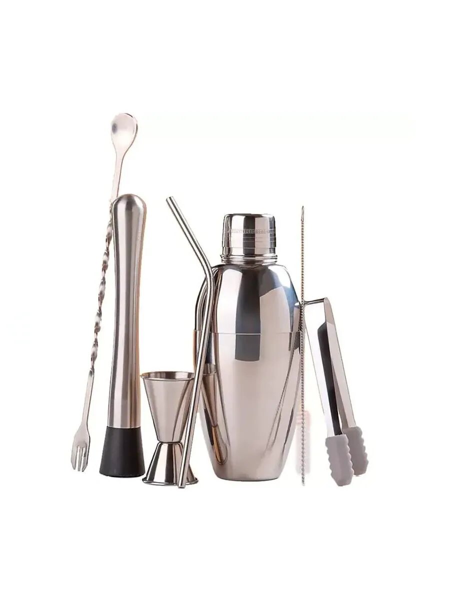 Изображение Набор для бармена Circle Joy Cocktail Shaker Bar Set, CJ-CSB01, серебро