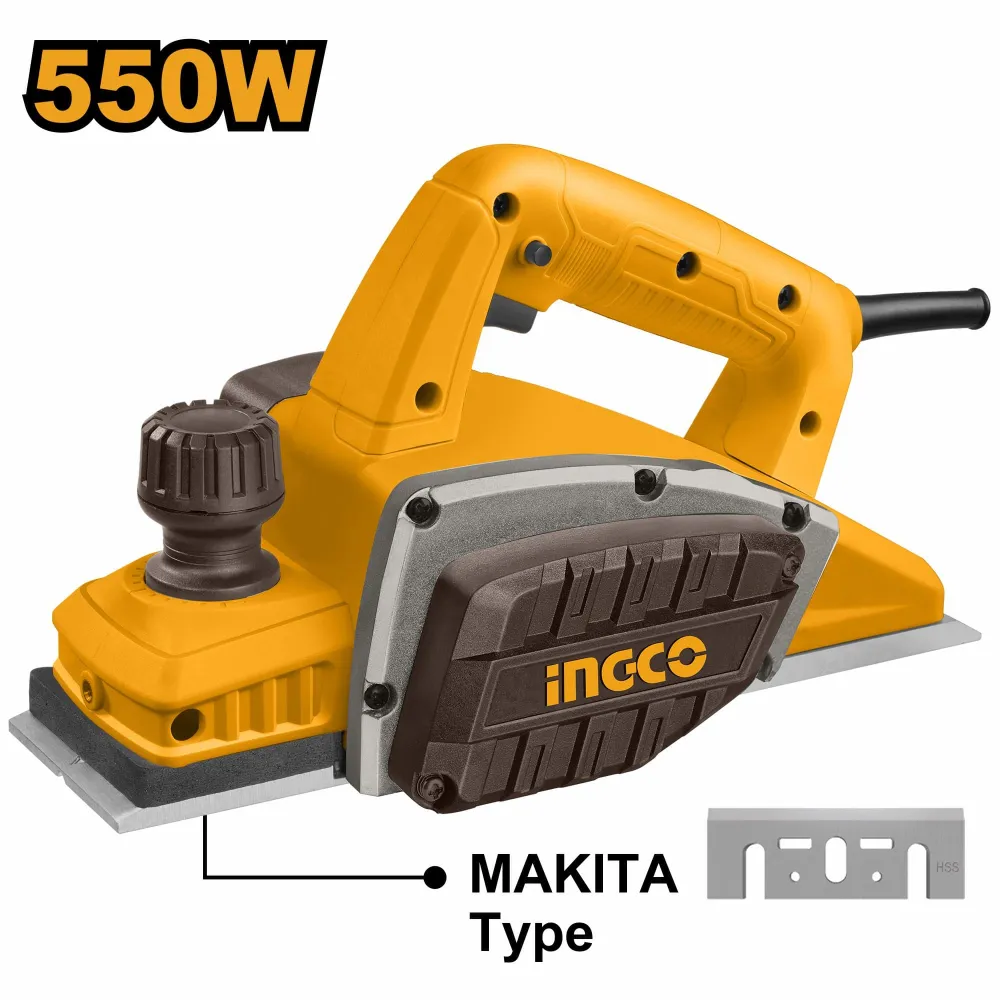 Рубанок INGCO SUPER PL5508, дерево, мощность 550Вт, ширина 82мм