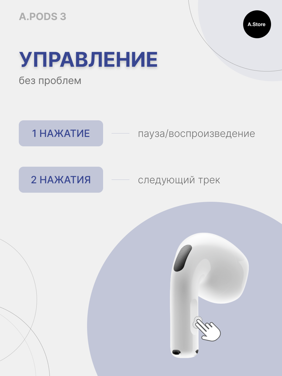 Наушники беспроводные APods 3 для iPhone и Android, цвет: белый — фото 1