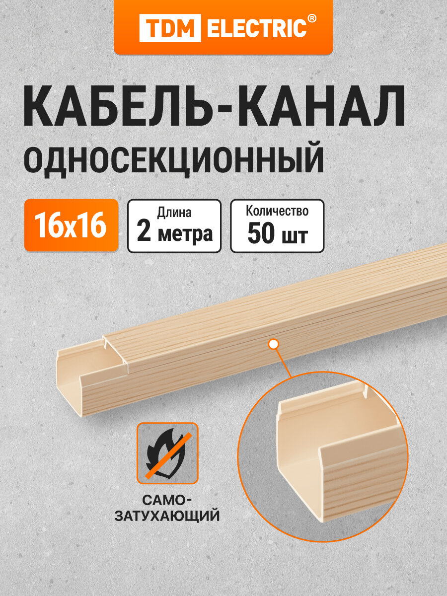 Кабель-канал 16х16 2 метра упаковка 50 штук 